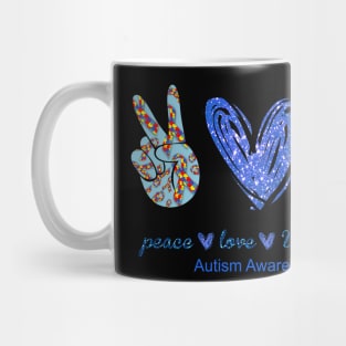 Peace Sign Heart Peace Love Understand Autism Awareness Gift Mug